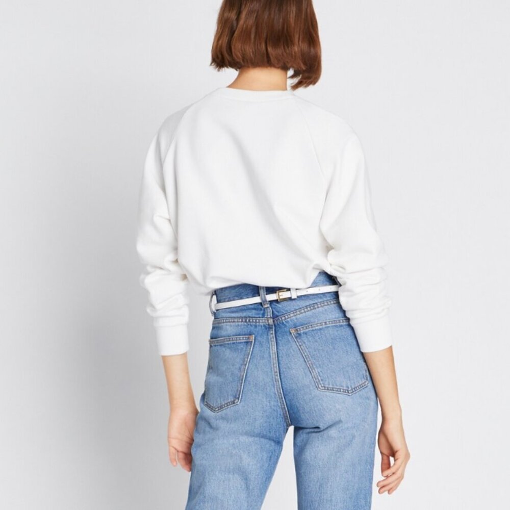 Tory Burch HEAVY FRENCH TERRY LOGO CREWNECK Sweater Sweatshirt White XS - Picture 3 of 16